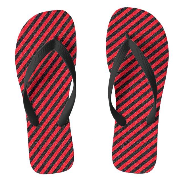 Tongs Frappe Diagonale noire et rouge mince pour adultes (Semelle)