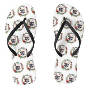 Tongs French Bulldog Christmas Wreath Festive Pup