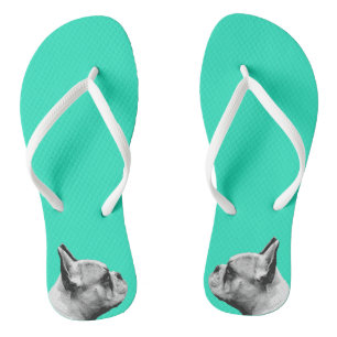 Tongs French Love / French Bulldog   Couleur Aqua
