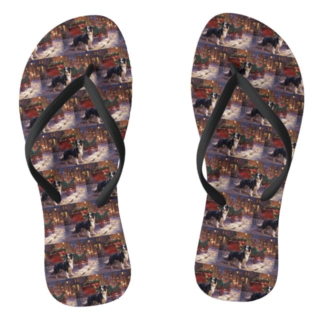 Tongs Frontière Collie Festive de Noël (Semelle)