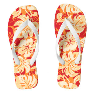 Tongs Frontière de Kalakaua Hibiscus Hawaïen Rouge