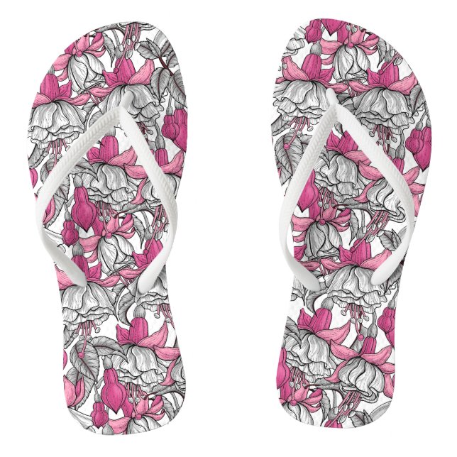 Tongs Fuchsia en blanc et rose (Semelle)