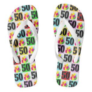 TONGS FUN ET FESTIVE 50TH BANTHDAY FLIP FLOPS