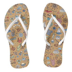Tongs Fun Nautique, Tan Coastal Flip-flops Conçu!