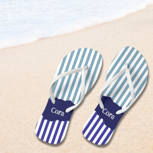 Tongs Fun Torn Stripes Nom en couche bleue