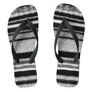 Tongs fun vintage tricot noir et blanc stripey