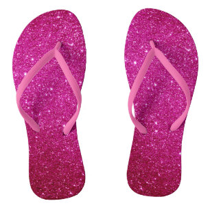 Tongs Fuschia Hot Pink Parties scintillant et Glam