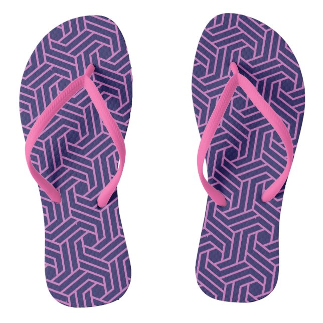 Tongs géométrie rose abstrait avec arrière - plan violet (Semelle)
