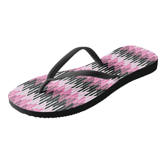 Tongs Géométrie rose noir et blanc (Incliné)