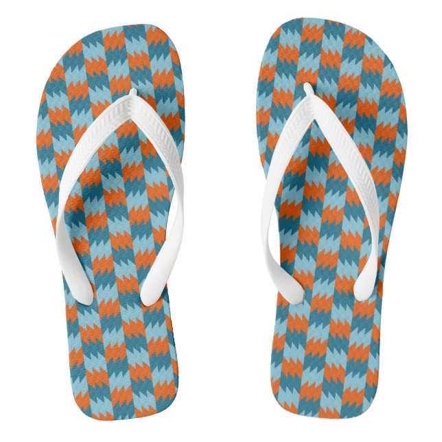 Tongs géométrique turquoise et orange (Semelle)