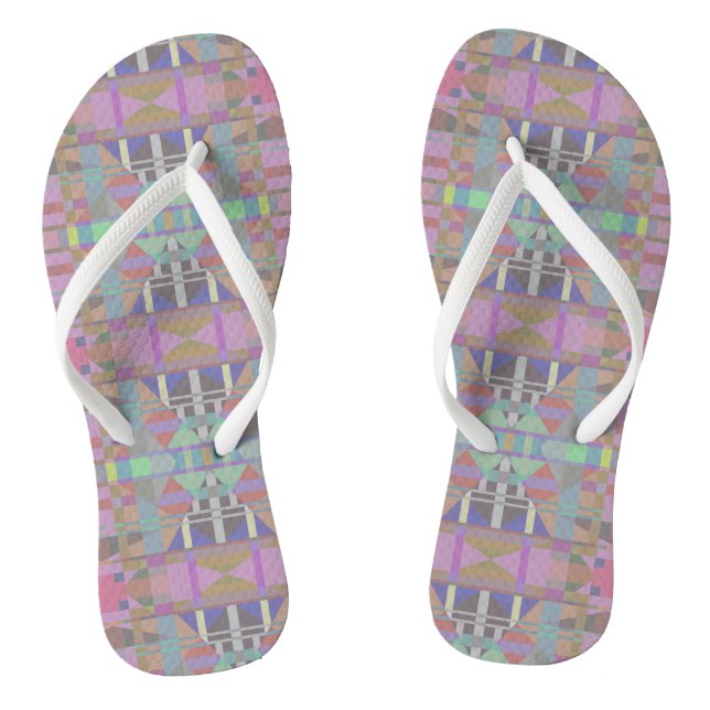 Tongs Géométrique vert violet rose (Semelle)