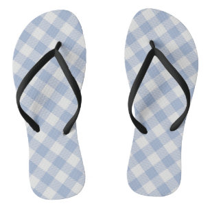 Tongs Gingham Bleu Classique à Carreaux