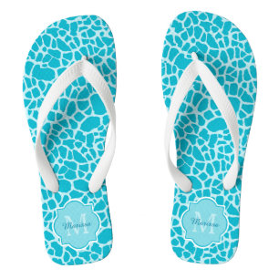 Tongs Girafe Turquoise Moderne Imprimer Monogramme Avec 