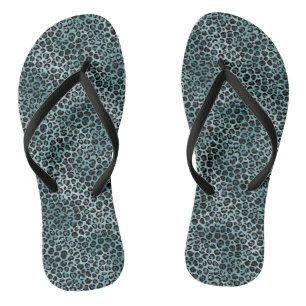 Tongs Glam Turquoise Turquoise Blue Empreinte de léopar