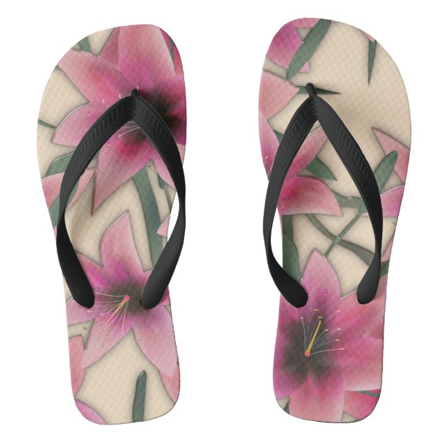 Tongs Glass tile 3D liquide lily flowers bloom (Semelle)