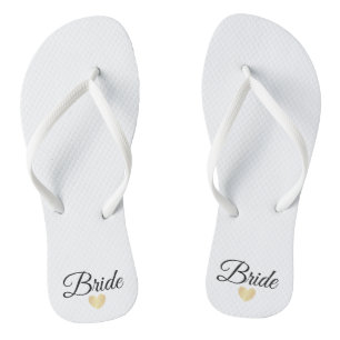 Tongs Gold de la mariée de Heart Fab