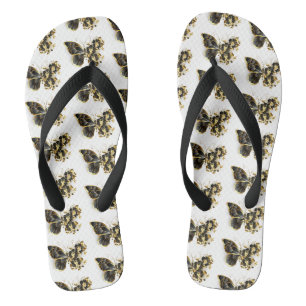 Tongs Gold flower Butterfly with Black Orchid