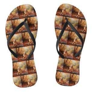 Tongs Golden Retriever en automne Leaves automne Inspire
