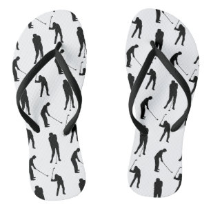 Tongs Golfeurs Silhouettes Motif Noir et Blanc