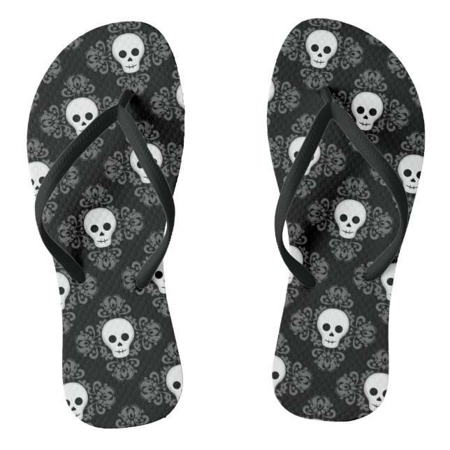 Tongs Gothique crâne d'été damassé Halloween adorable (Semelle)