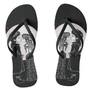 Tongs Gothique Emo Enfants Kiss Valentine's Day