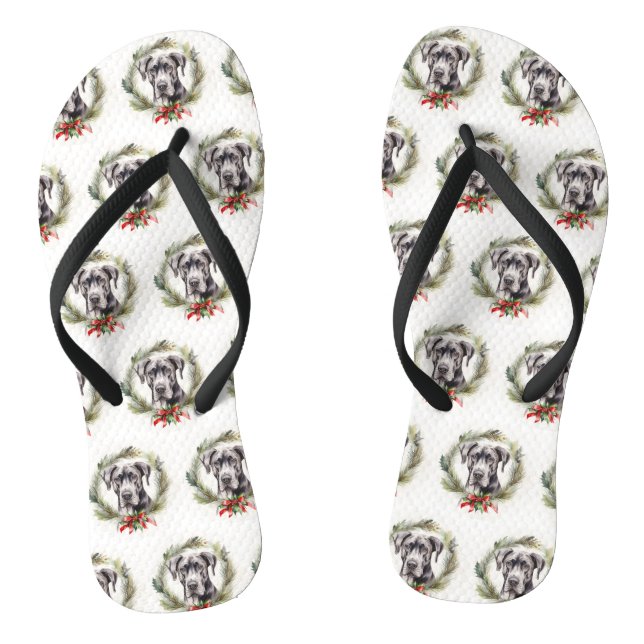 Tongs Grand Dane Noël Wreath Festive Pup (Semelle)