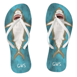 Tongs Grande attaque de requins blancs Funny Ocean Monog