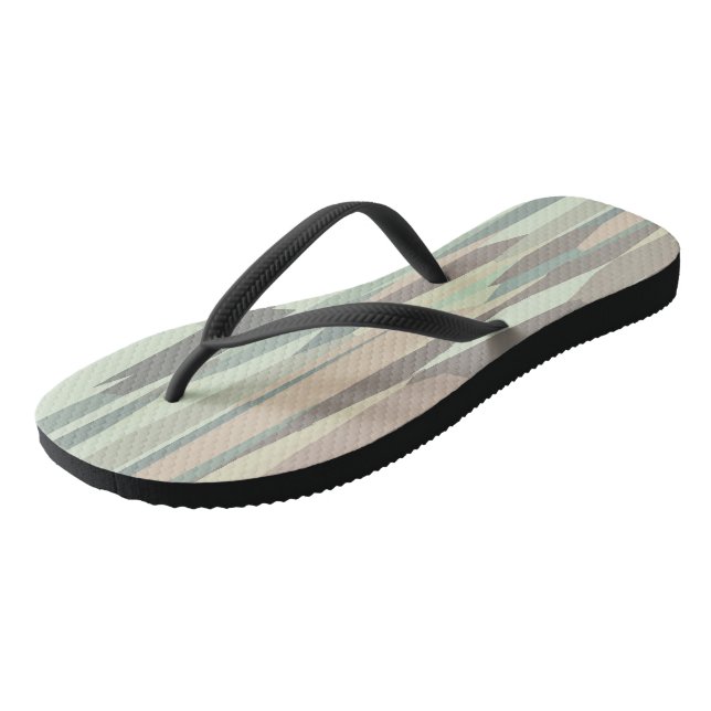 Tongs Grandes Abstraites vertes et pêche (Incliné)