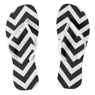 Tongs Grandes tailles Chevron noir et blanc