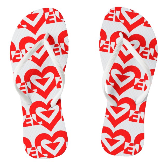 Tongs Graphique d'amour cool, Rouge (Semelle)