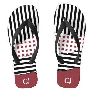 Tongs Grilles Paraphe Noir, Blanc, Rouge