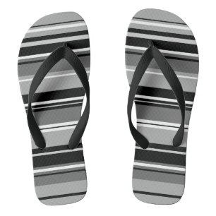 Tongs Gris blancs noirs Motif à rayures mixtes