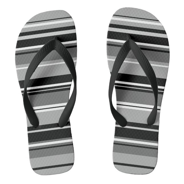 Tongs Gris blancs noirs Motif à rayures mixtes (Semelle)