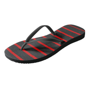 Tongs Gris foncé et rayures rouges