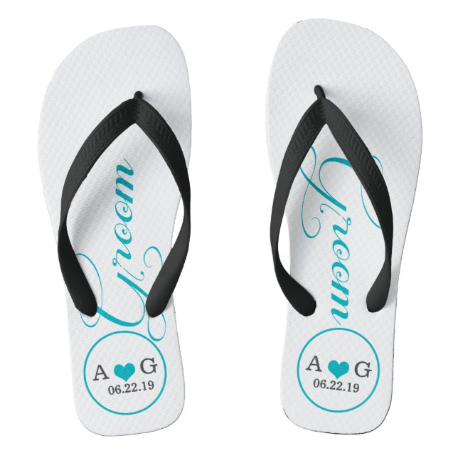 Tongs Groom personnalisé (bleu) (Semelle)