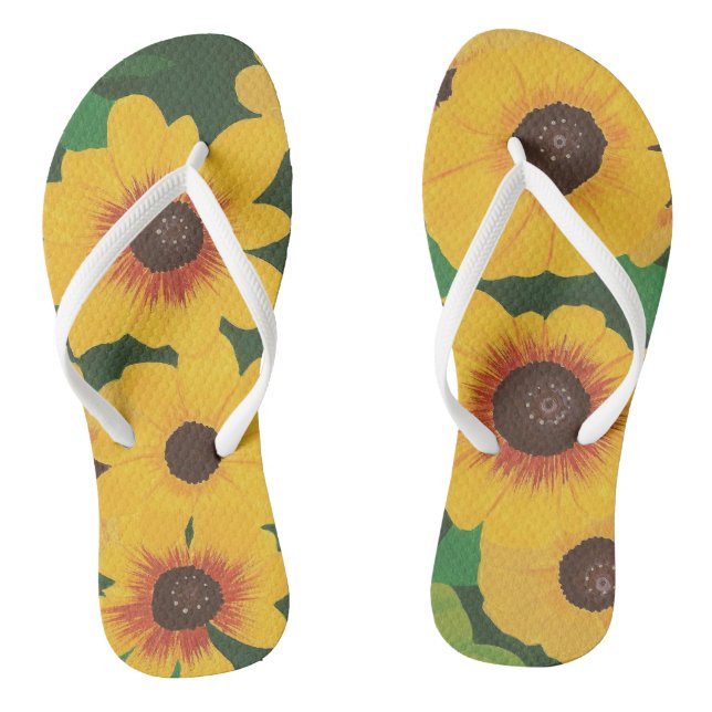 Tongs Gros Tournesols jaunes peints en gras (Semelle)