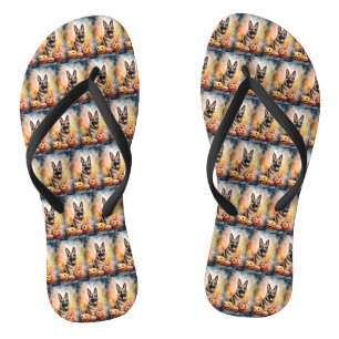 Tongs Halloween berger allemand avec la peur Citrouille