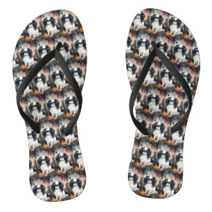 Tongs Halloween japonais chinois avec la peur Citrouille