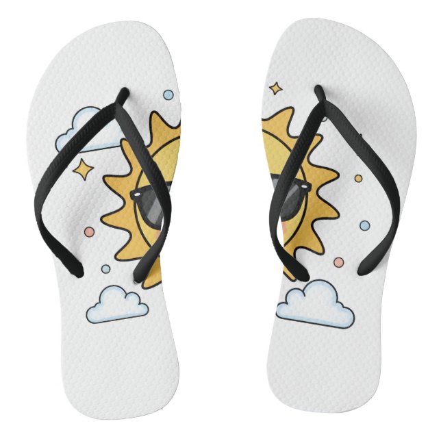 Tongs Happy Smiling Sun Cartoon - Minimalist Kawaii Suns (Semelle)