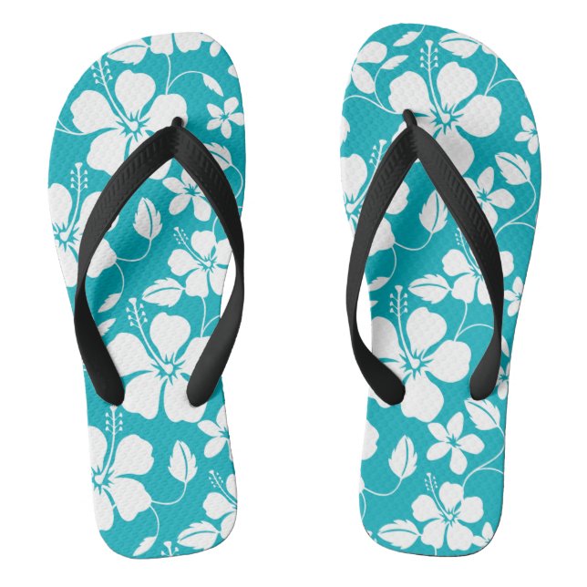 TONGS HAWAIIAN HULA (HIBISCUS) TURQUOISE (Semelle)