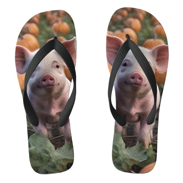 Tongs Heureux Comme Un Cochon Bébé Dans Un Patch Citroui (Semelle)