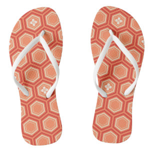 Tongs Hexagonal Kimono Print, Mandarin Orange