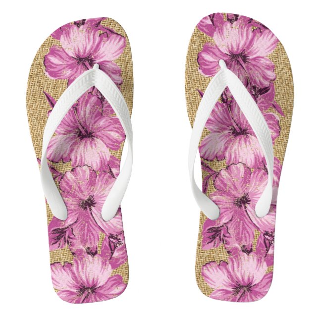 Tongs Hibiscus hawaïens dévêtus - rose (Semelle)