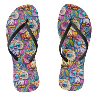 Tongs Hippie Trippy Chouette psychédélique colorée