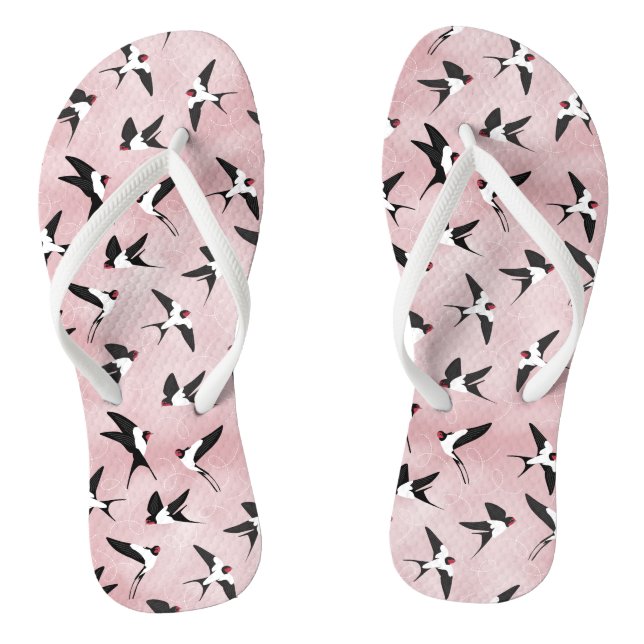 Tongs hirondelles dans le ciel -rose - Grande échelle (Semelle)