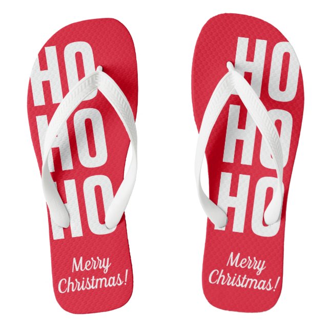 Tongs HO HO drôle de plage de Noël tropical rouge (Semelle)