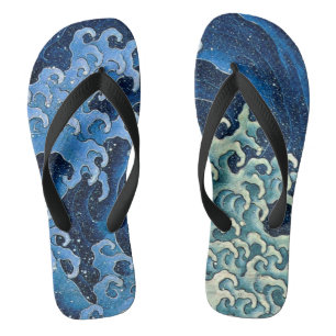 Tongs Hokusai Vague féminine Océan Vintage