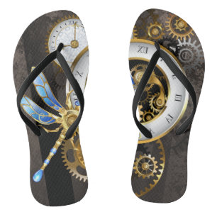 Tongs Horloge à vapeur avec libellule mécanique