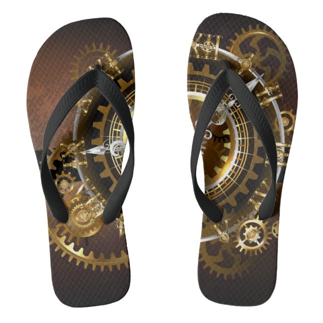Tongs Horloge Steampunk avec des engrenages anciens (Semelle)