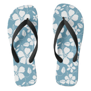 TONGS HULA HAÏIENNE (HIBISCUS) ESCLAT BLEU